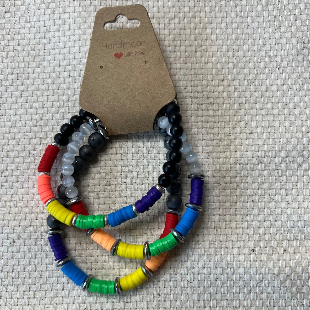 Rainbow Bracelet Set‎ (3) -Handmade